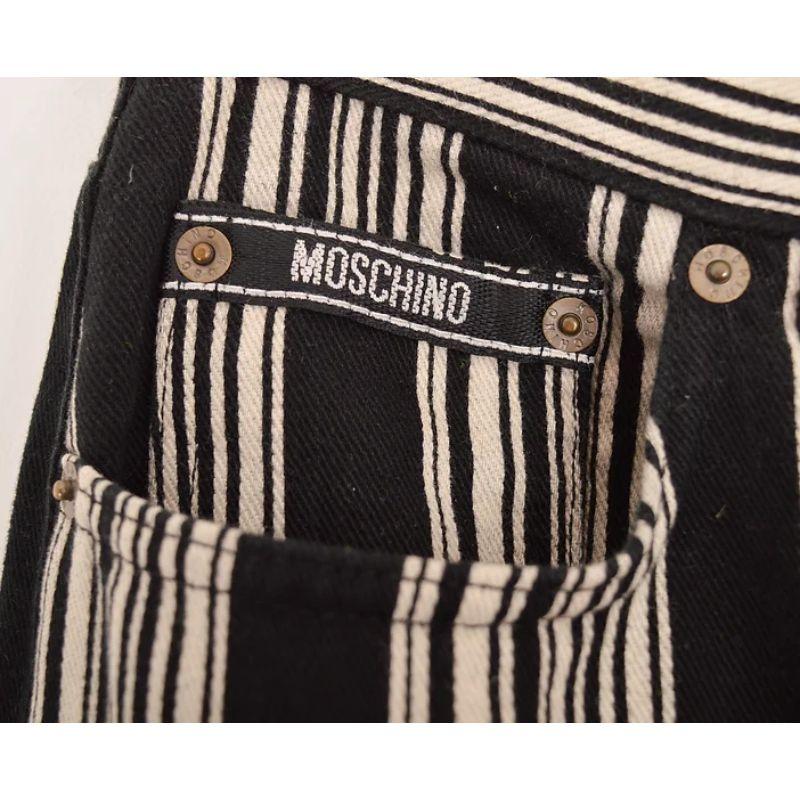 Vintage 90's Moschino 'Barcode' Print Black Pattern Vintage Jeans Trousers For Sale 2