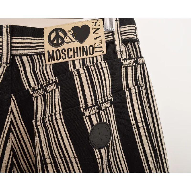 Vintage 90's Moschino 'Barcode' Print Black Pattern Vintage Jeans Trousers For Sale 3