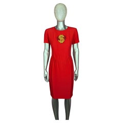 Vintage 90s Moschino Couture! 90's Love and Money Embellished Red Dress