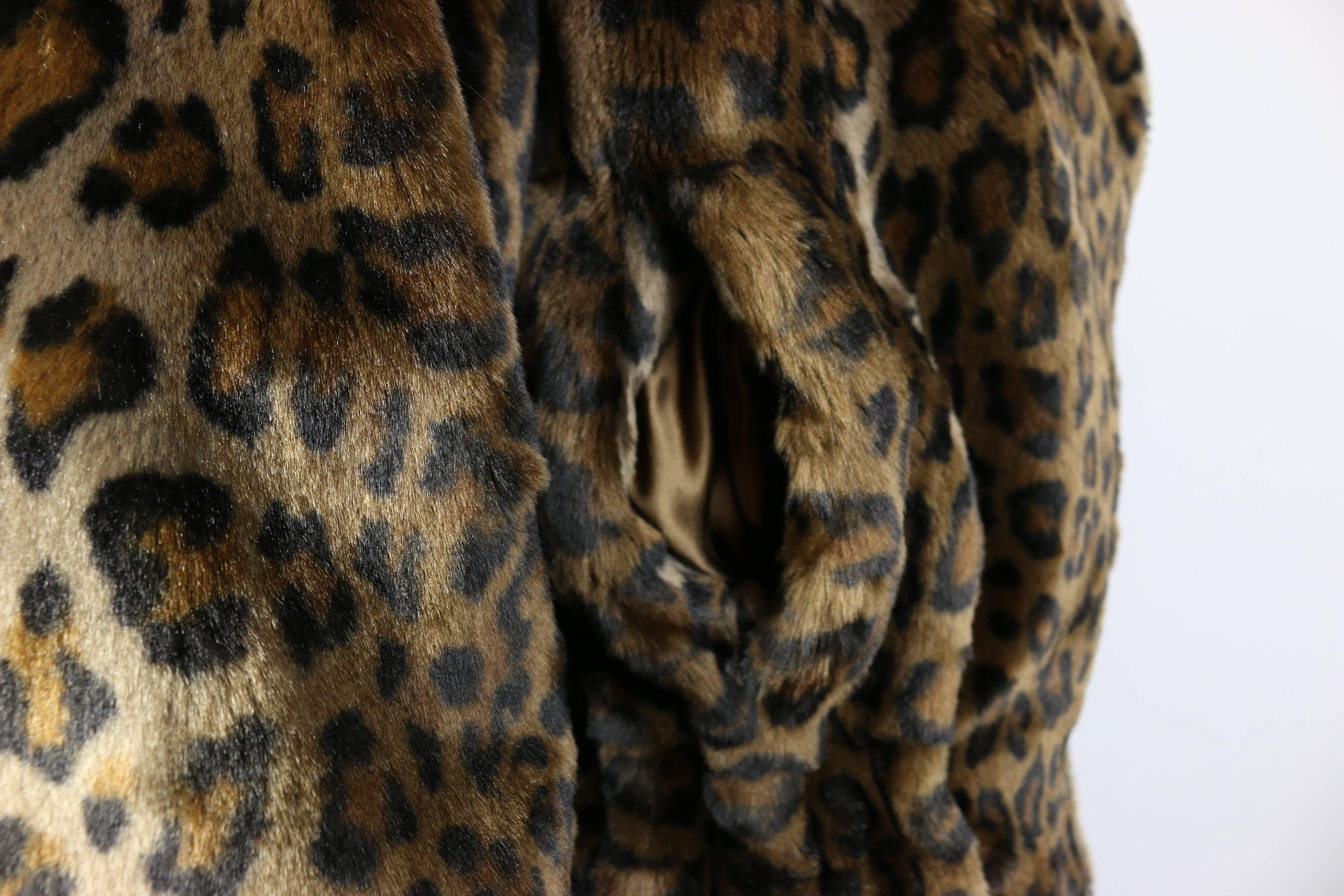 Women's Vintage 90s Nina Ricci Animal Leopard-Print Faux Fur Coat For Sale