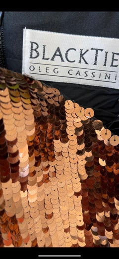 Vintage 90s Oleg Cassini Size 8 / 10 Bronze Sequined Strapless 1990s Bustier Top