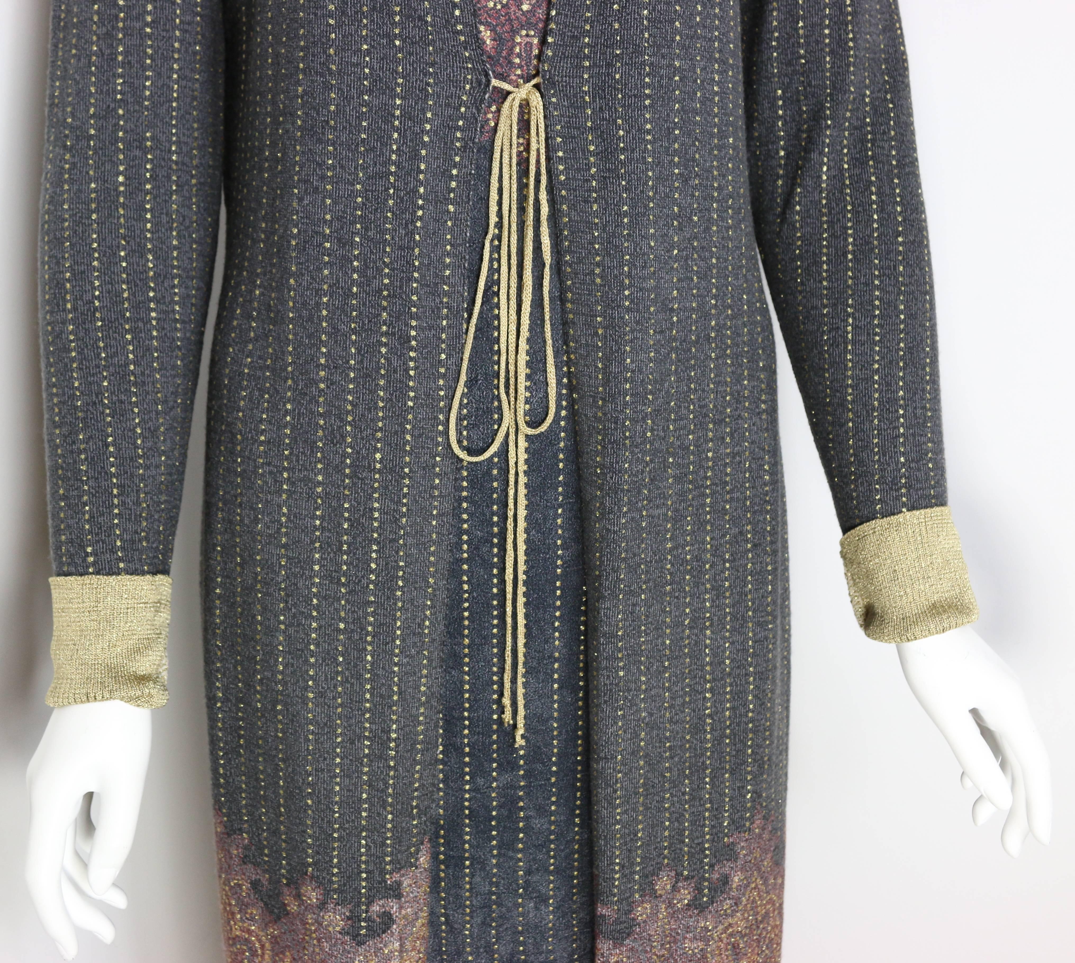 Vintage 90s Roberto Cavalli Art Collection Dress and Long Cardigan  For Sale 2