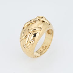 Vintage 90s Tiffany & Co Stitch Ring 18k Yellow Gold Dome Band Sz 7.25 Jewelry