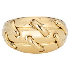 Retro 90s Tiffany & Co Stitch Ring 18k Yellow Gold Dome Band Sz 7.25 Jewelry