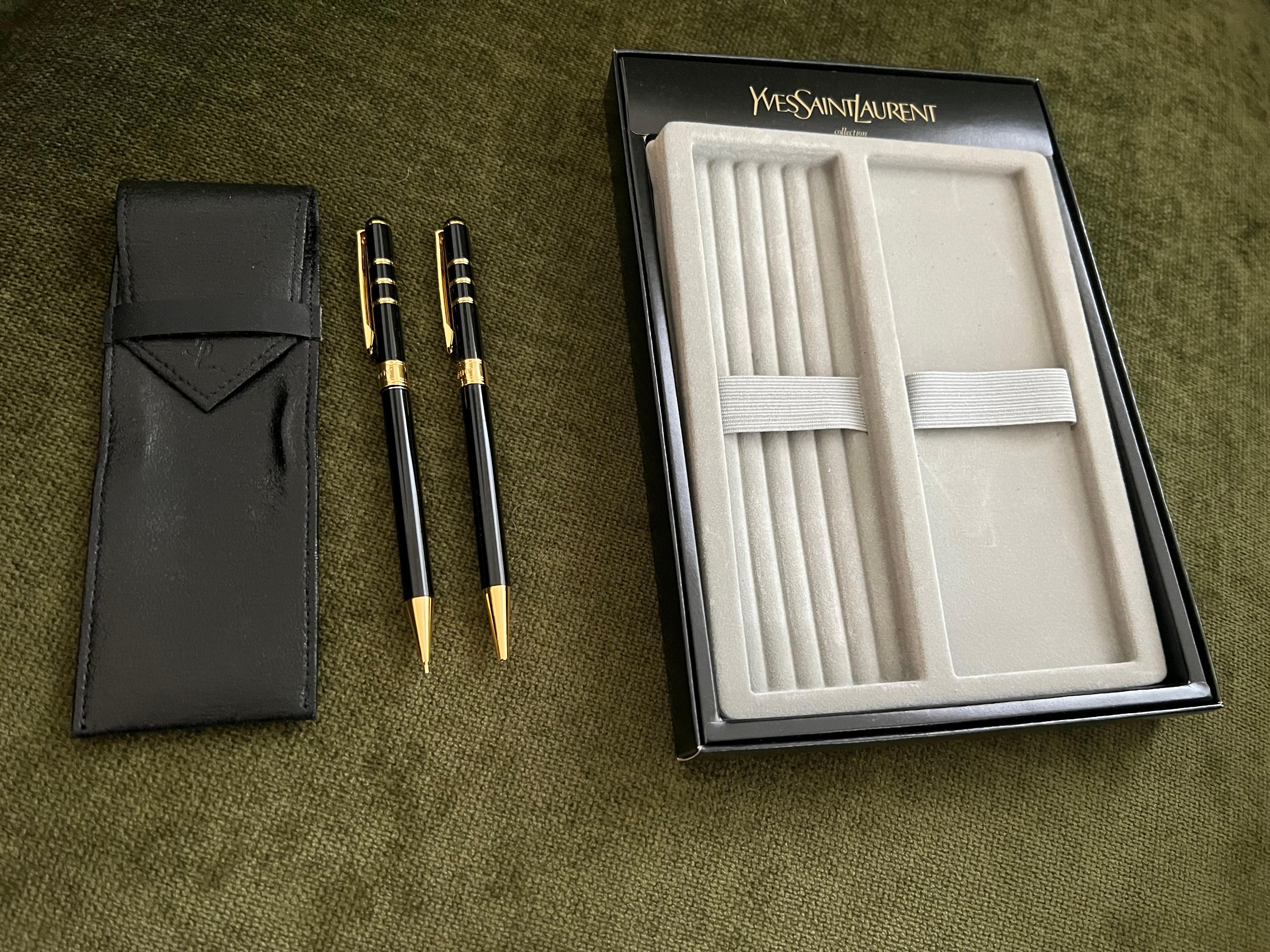 Vintage 90s Yves Saint Laurent “YSL” Pen & Pencil & Leather Case 3