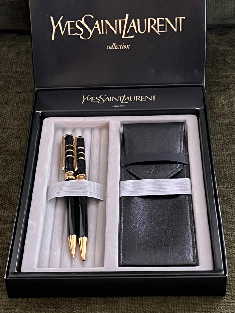 Vintage 90s Yves Saint Laurent “YSL” Pen and Pencil and Leather