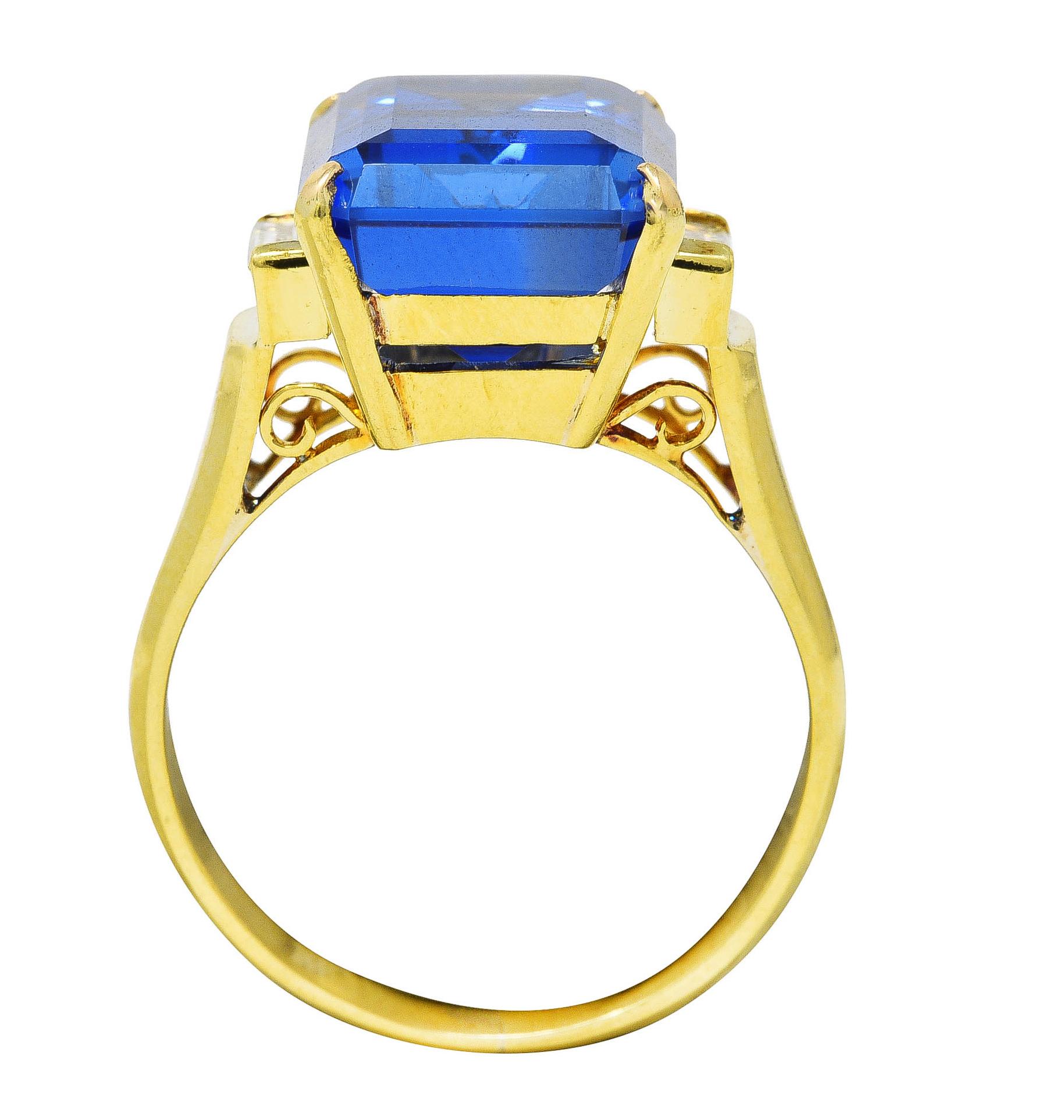 Vintage 9.10 Carats Tanzanite Diamond 18 Karat Yellow Gold Gemstone Ring 2