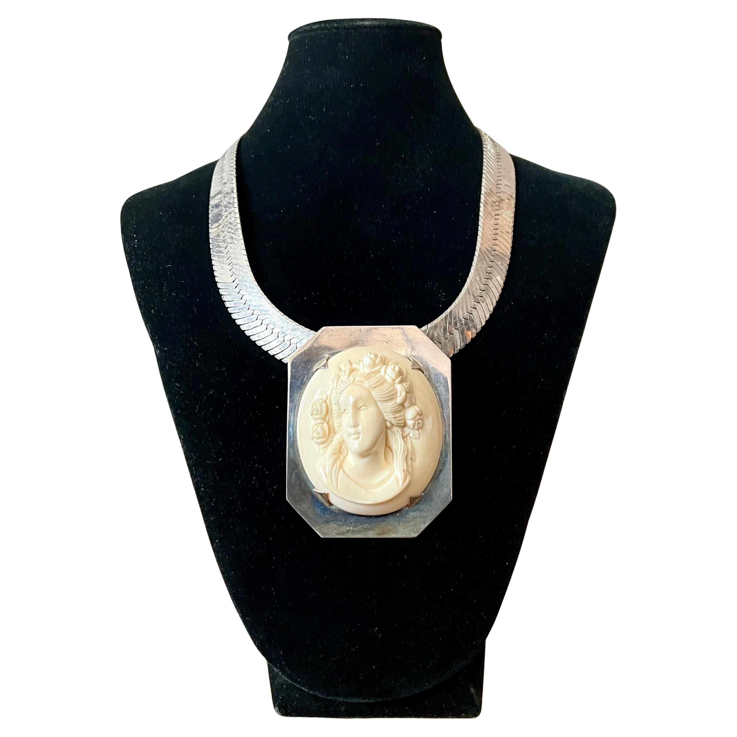 Collana con cammeo italiano "925" vintage
