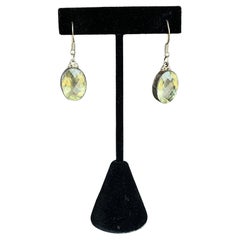 Orecchini vintage a goccia in argento 925 con gemma verde