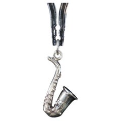 Vintage 925 Sterling Silver 3D Saxophone Musical Instrument Charm 2.1g