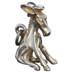 Vintage 925 Sterling Silver 3D Sitting Donkey Burro Charm Pendant 3.2g