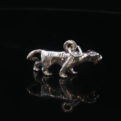 Vintage 925 Sterling Silver 3D Walking Tiger Charm Pendant 4.5g