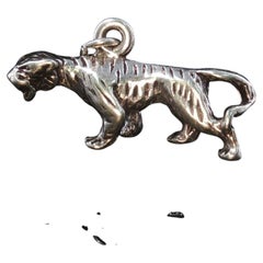 Vintage 925 Sterling Silver 3D Walking Tiger Charm Pendant 4.5g