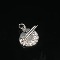 Vintage 925 Sterling Silver Artist Paint Palette and Brush Charm 3.3g