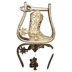 Vintage 925 Sterling Silver Cowboy Boot and Spur Charm Western Jewelry 4.3g