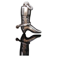 Vintage 925 Sterling Silver Cowboy Boot Charm with Moving Spur 1.6g