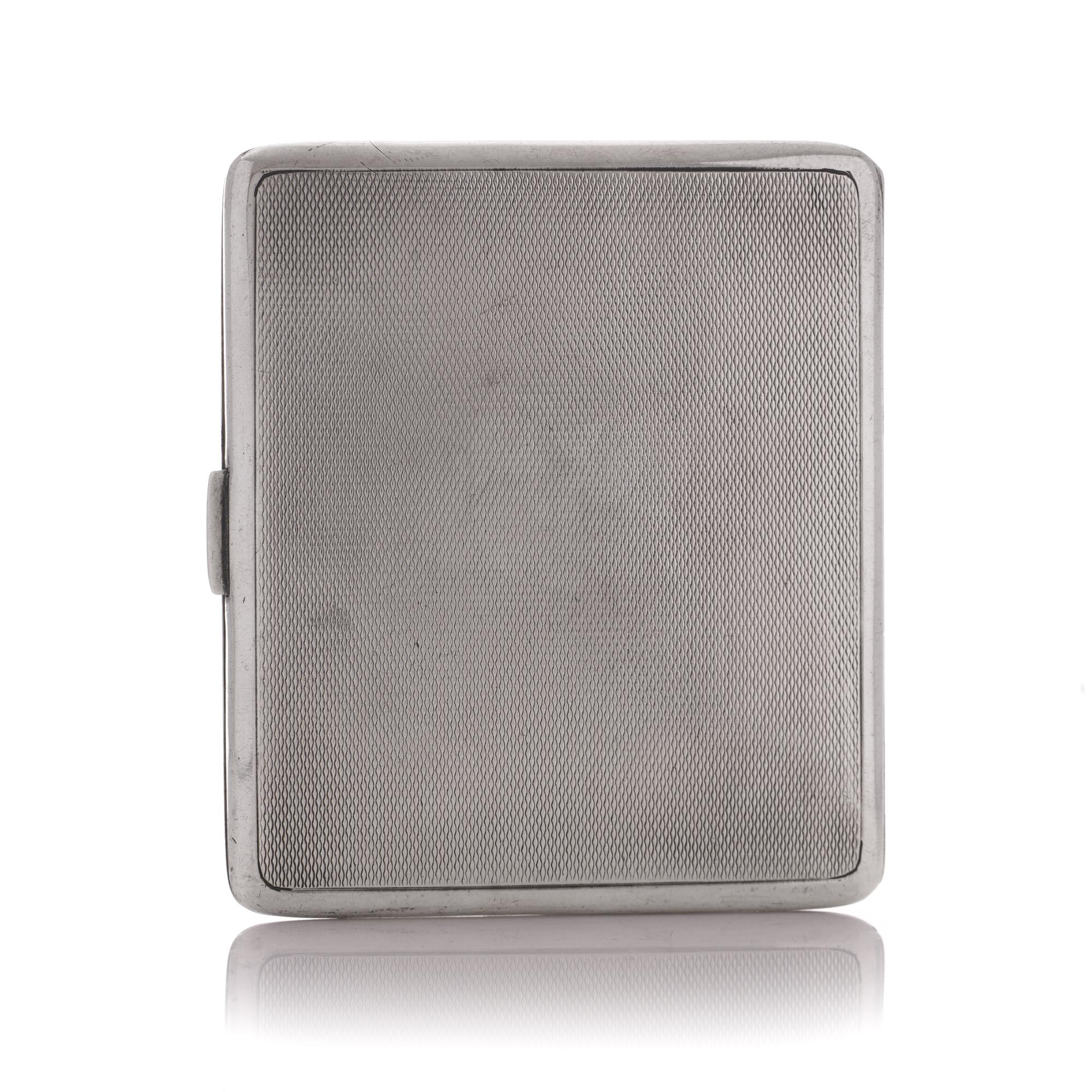 Vintage 925 Sterling Silver Engine Turned Cigarette Case with Initial 'K', 1934  For Sale 6