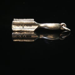 Vintage 925 Sterling Silver Hairbrush Charm Pendant 2.8g