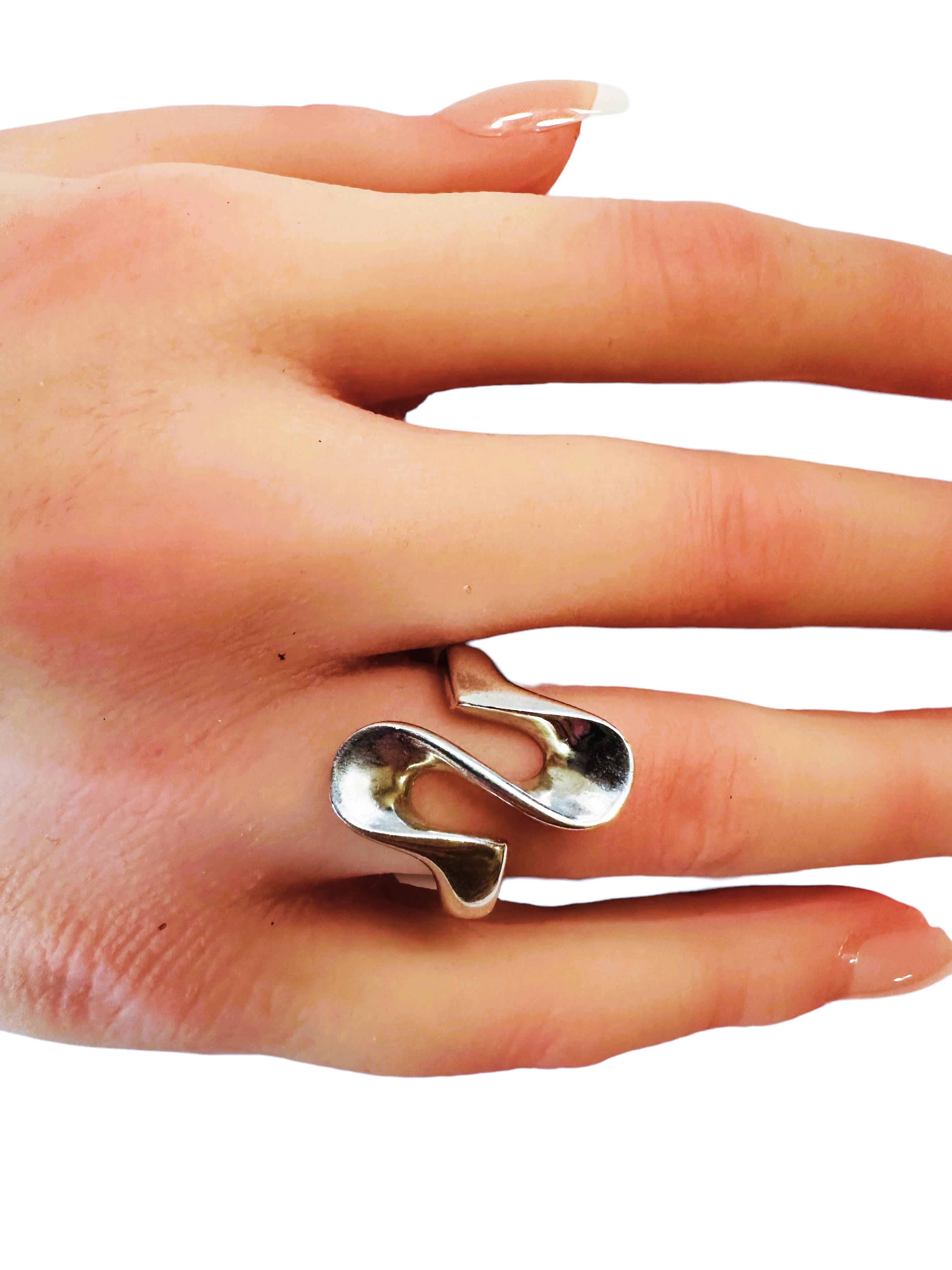 Vintage 925 Sterling Silver MCM Georg Jensen 221 Designer Ring 3