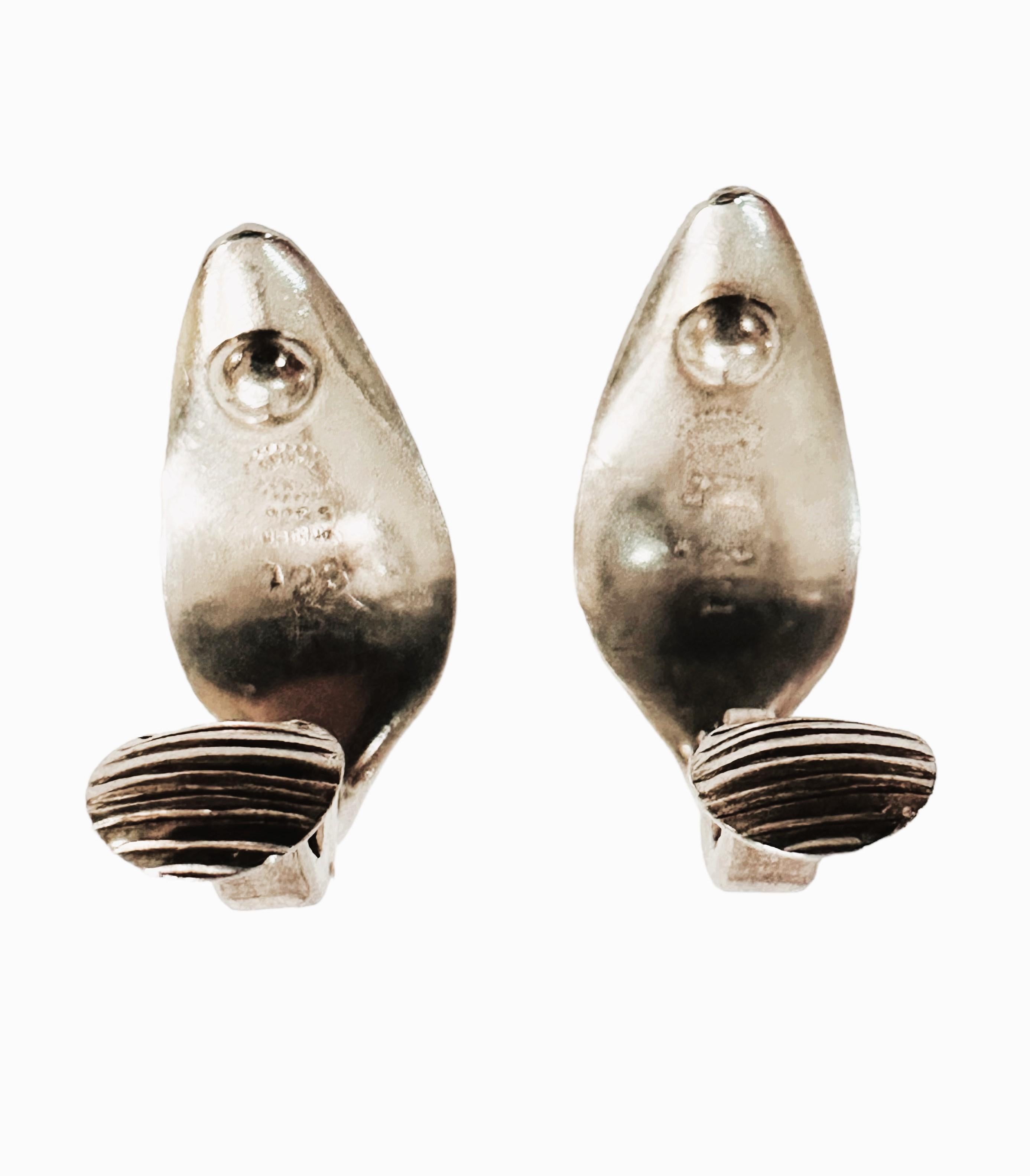 Vintage 925 Sterlingsilber MCM Georg Jensen 23 Designer-Ohrringe, Vintage (Modernistisch)