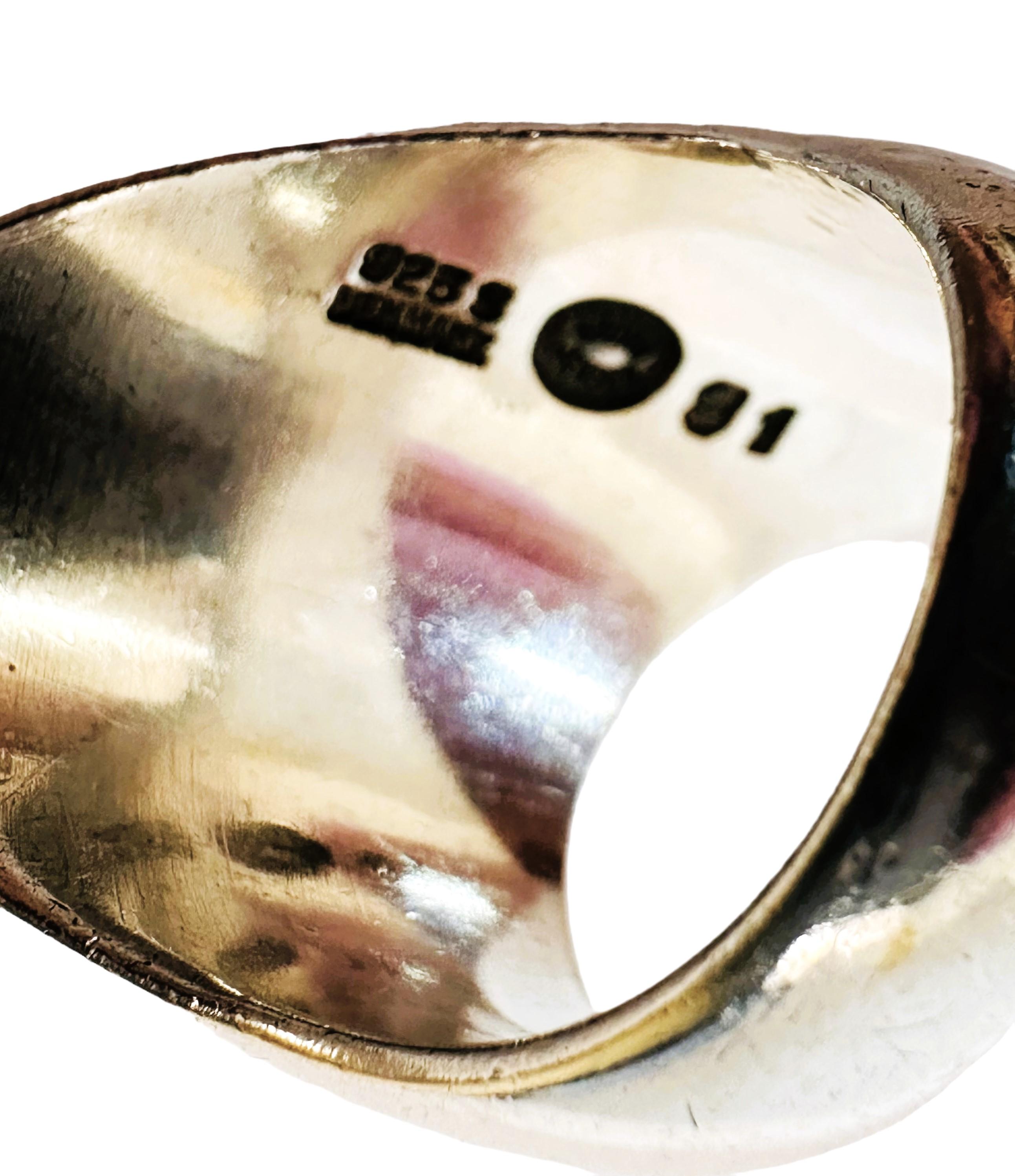 Vintage 925 Sterling Silver MCM Georg Jensen 91 Designer Ring 3