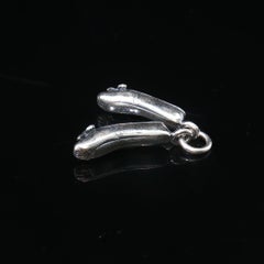 Vintage 925 Sterling Silver Pair of Ballet Slippers Charm Pendant 2.4g