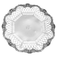 Antique 925 Sterling Silver Round Platter Tray