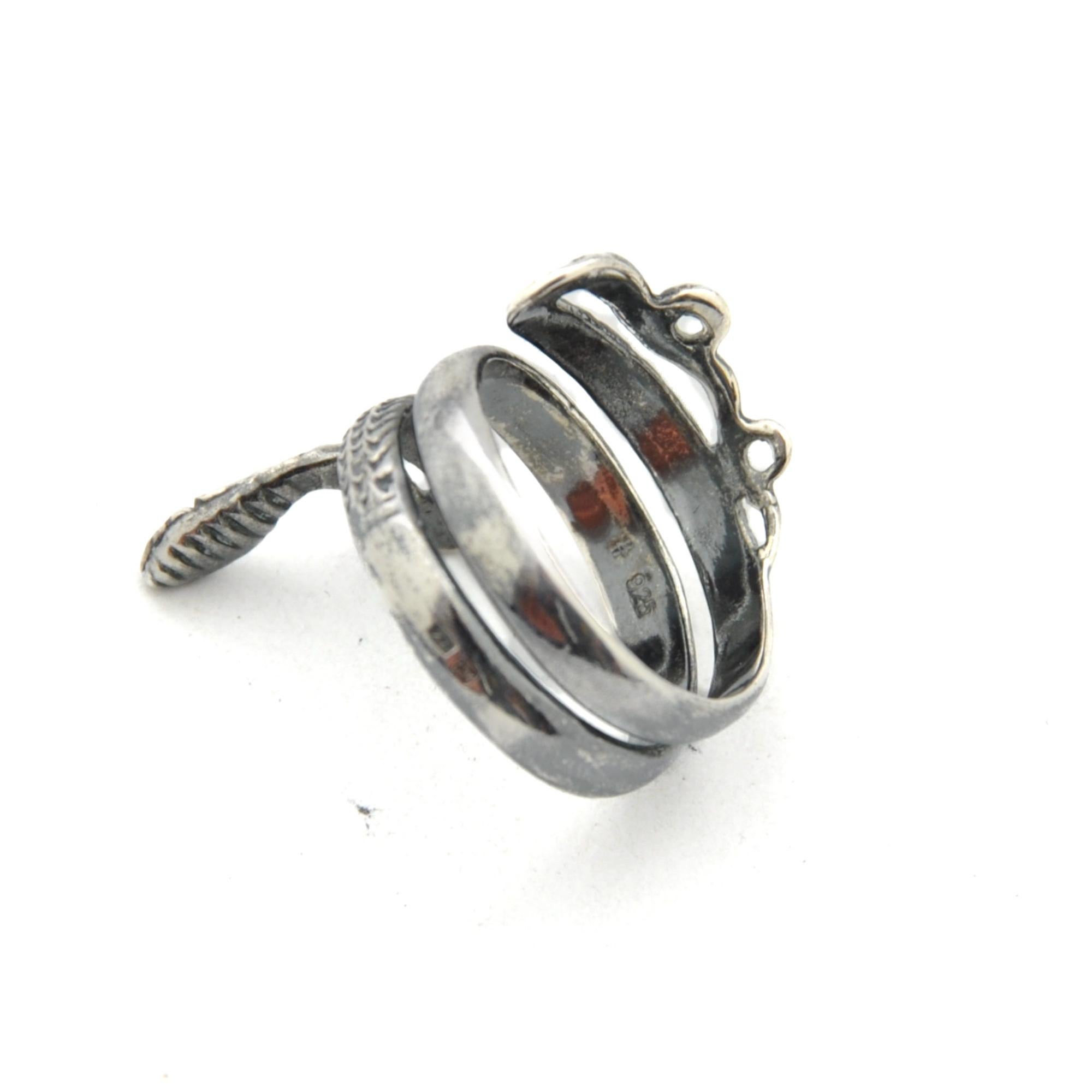 Women's or Men's Vintage 925 Sterling Silver Snake Ring For Sale