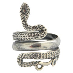 Anillo de serpiente vintage de plata de ley 925