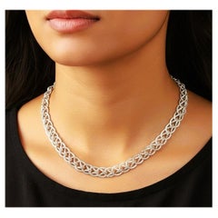 Vintage 925 Sterling Silver Unique Link Matching Necklace & Bracelet Set 29.50
