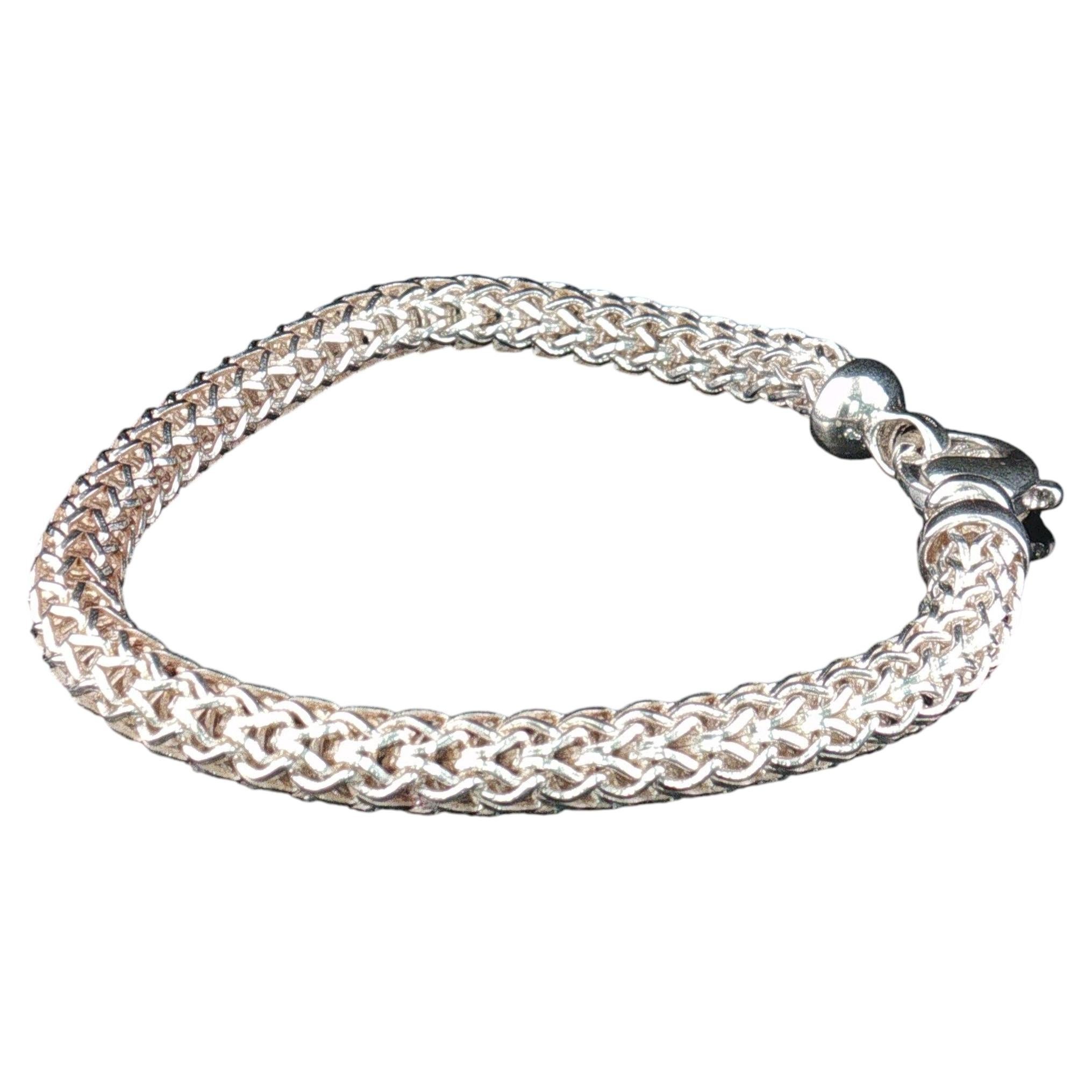 Vintage 925 Sterling Silver Woven Mesh Foxtail Bracelet 6.25" 14.6g 5.5mm