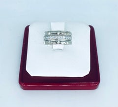 Vintage 0.36 Carat Diamonds Channel Set Bamboo Design 18k White Gold Ring