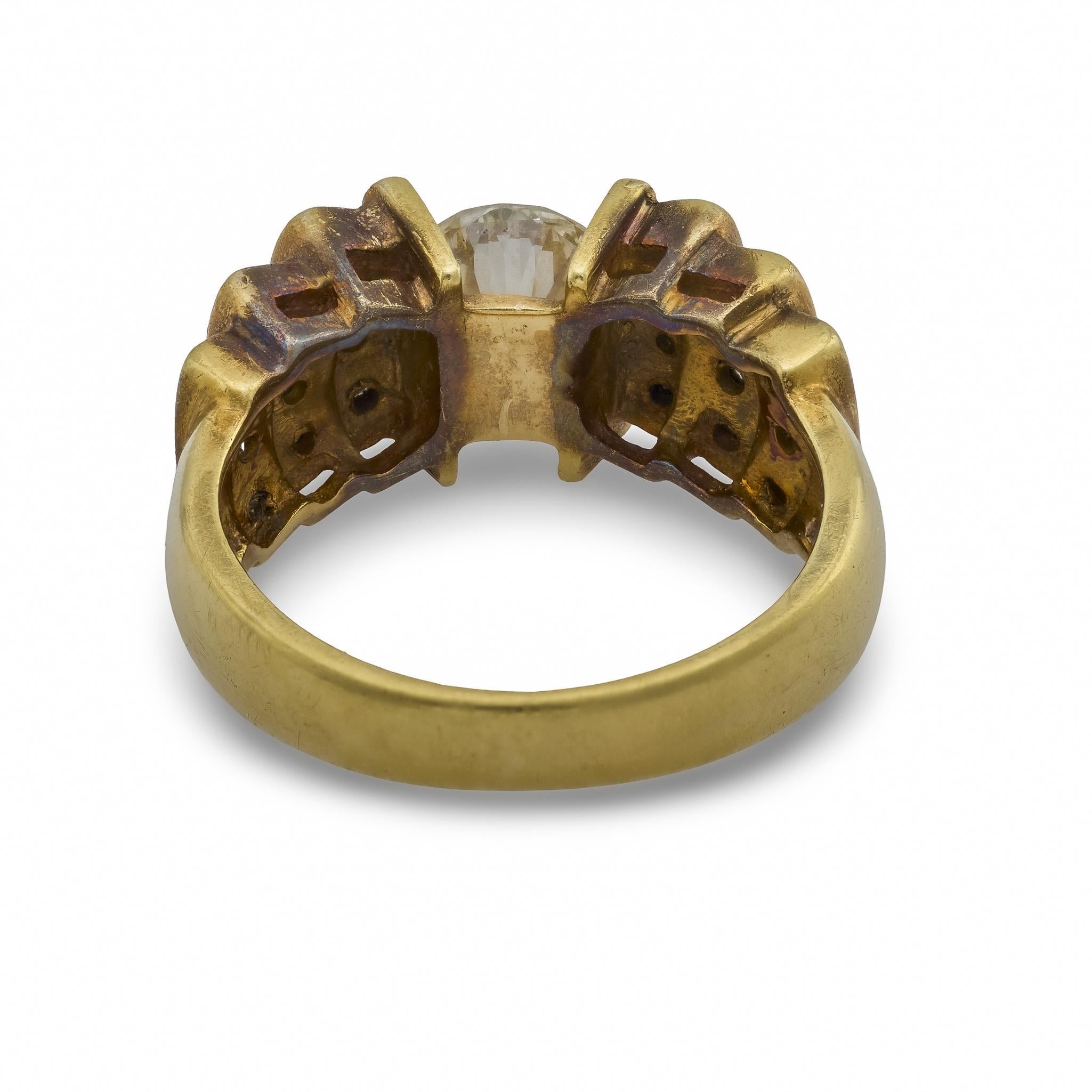 Bague vintage en or jaune 14k avec un diamant de 0,95 carat Bon état - En vente à Beverly Hills, CA