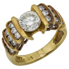 Anello vintage con diamante da 0,95 carati in oro giallo 14k