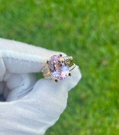 Vintage 9.5 Carat Pink Kunzite & Diamond Cocktail Split Shank Ring in 18k Gold