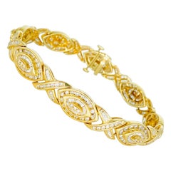 Bracciale vintage con diamanti XOXO Oval Link da 9,50 carati in oro 14k