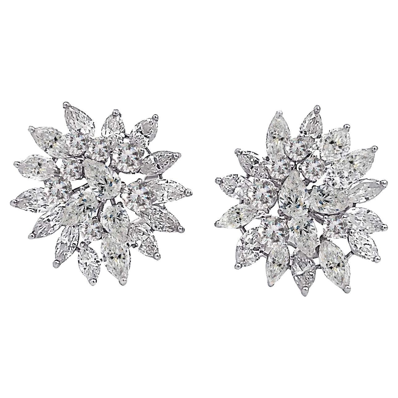 Retro Cluster Diamond Stud Earrings For Sale