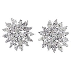 Vintage  9.50 Carat Starburst Cluster Diamond Earrings