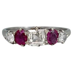 Vintage 950 Palladium 0,40 Karat Rubin 0,54 Karat Diamant-Ring