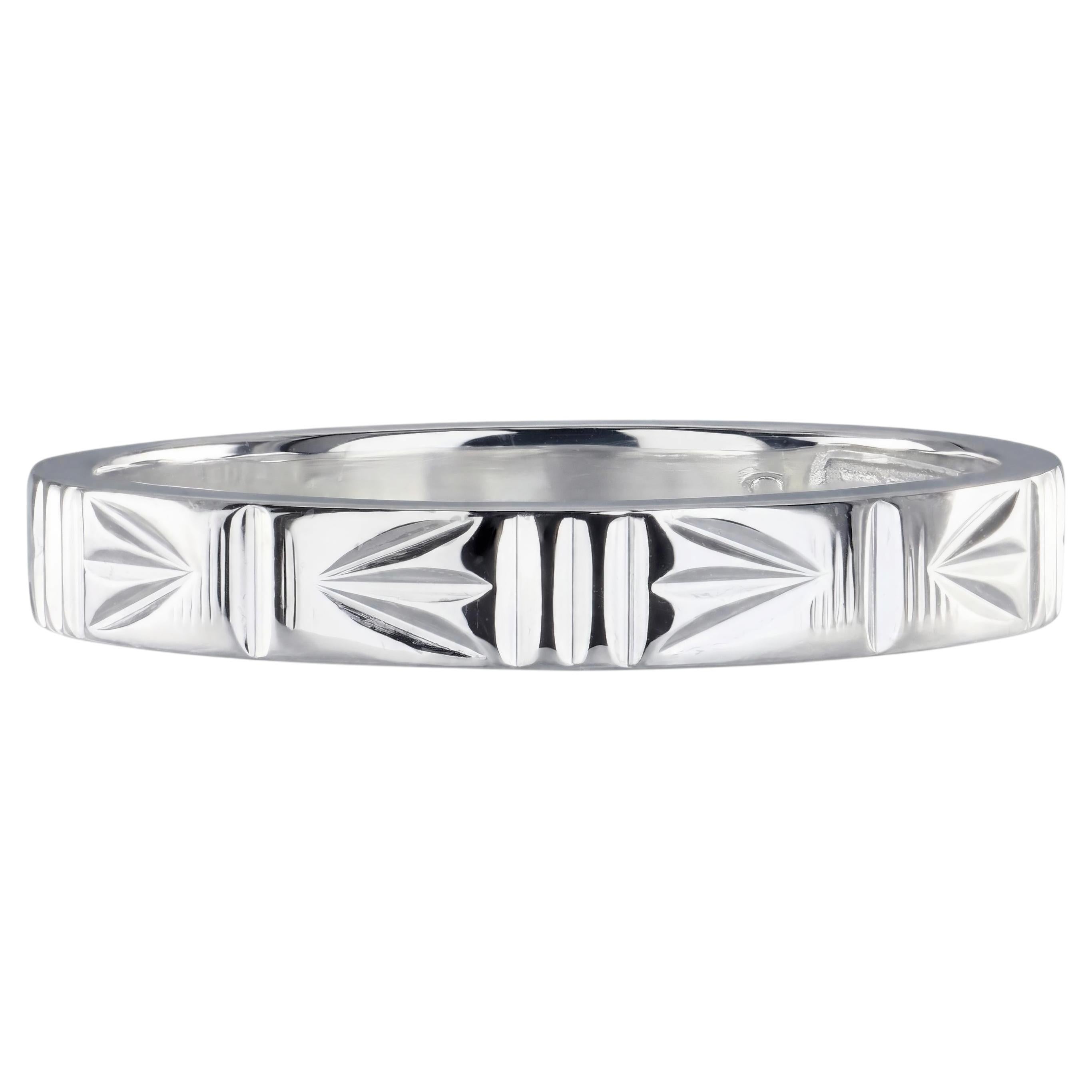 Vintage 950 Platinum Engraved Pattern Band For Sale
