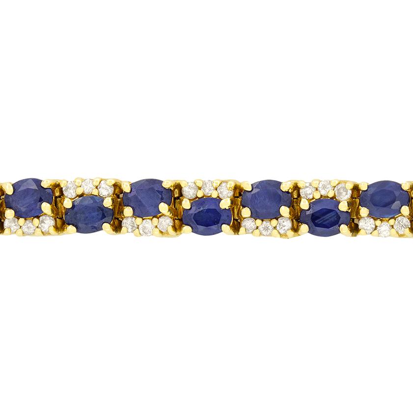 Vintage 9,50ct Saphir und Diamant Armband, ca. 1980er Jahre (Ovalschliff) im Angebot