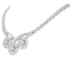 Vintage 9.50cts Diamond 18K Gold Floral Statement Necklace