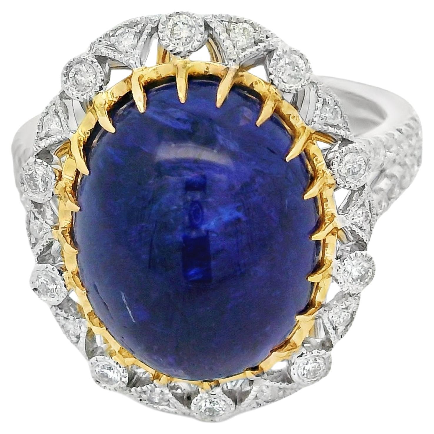 Contemporary Vintage 9.54Ct Tanzanite Diamond Ring in Platinum For Sale
