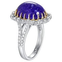 Platinum 9.54ct Tanzanite Diamond Halo Ring by Carat Jewellery