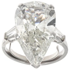 Vintage 9.74 Carat Pear Shaped Diamond Platinum Ring