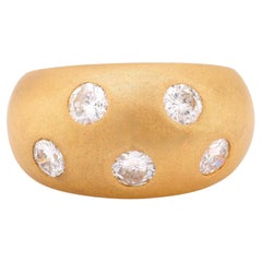 Vintage .98 Karat Gesamtgewicht Diamant 18k Gelbgold gebürstetes Band