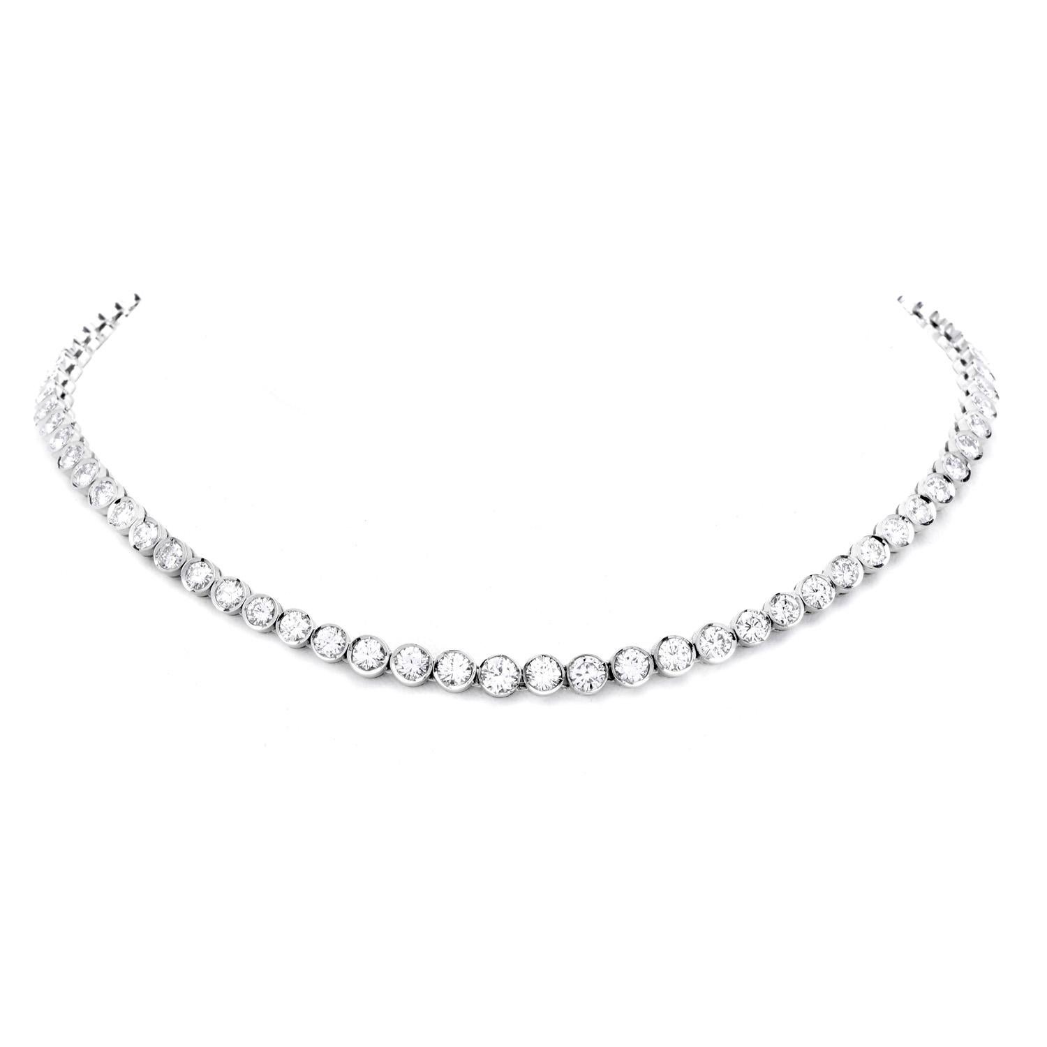 Vintage 11.80cts Diamond Riviera Platinum Chocker Necklace