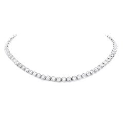 Vintage 11.80cts Diamond Riviera Platinum Chocker Necklace