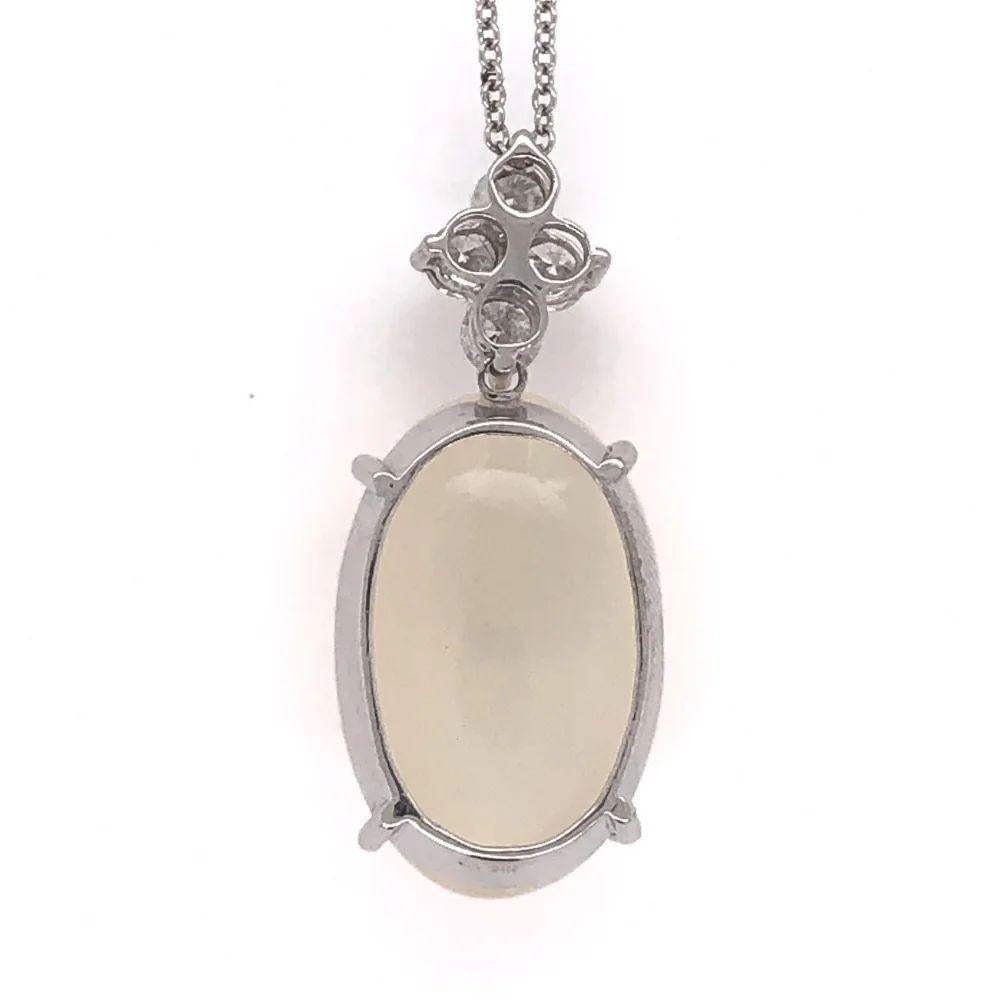 Mixed Cut Vintage 9.81 Carat Cabochon Moonstone and Diamond Gold Pendant Necklace For Sale