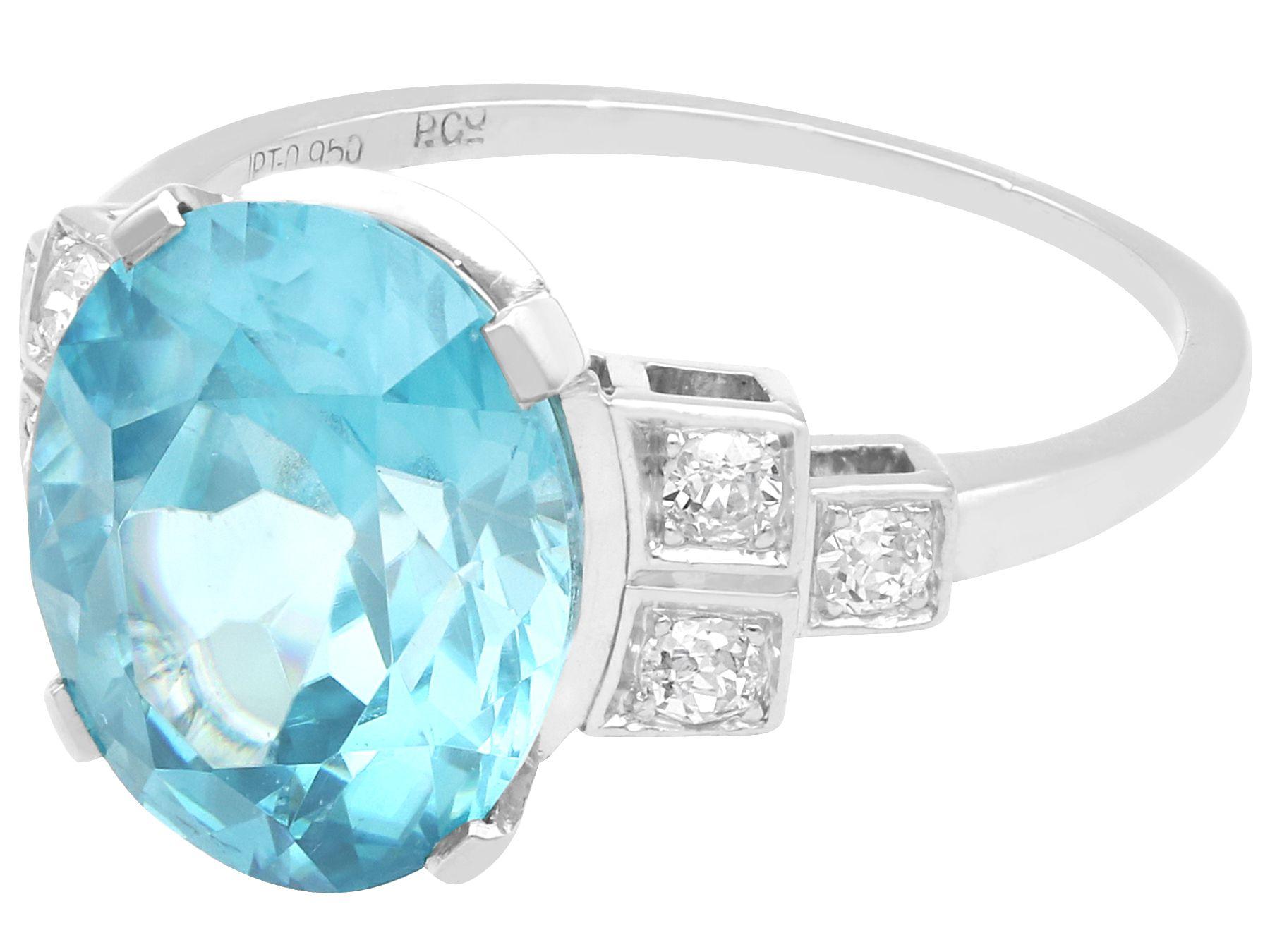 Oval Cut Vintage 9.82 Carat High Zircon and Diamond Platinum Engagement Ring For Sale